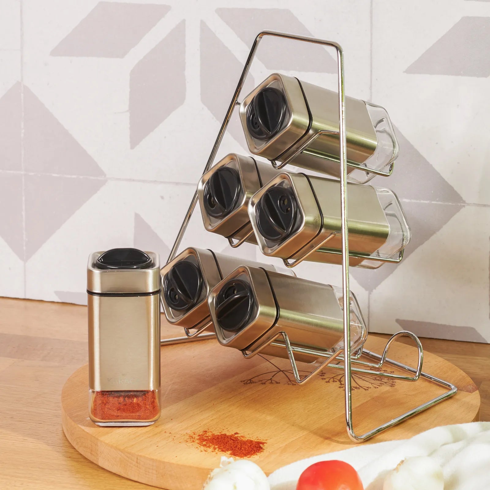 Karaca Avangart 7 Piece Triangle Spice Set 153.03.06.5947 -  Spice Sets - ebarza Furniture UAE | Shop Modern Furniture in Abu Dhabi & Dubai - مفروشات ايبازرا في الامارات | تسوق اثاث عصري وديكورات مميزة في دبي وابوظبي