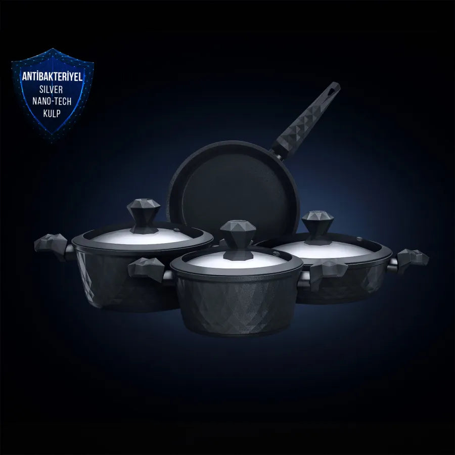 Karaca Bio Diamond Antibacterial 7 Piece Cookware Set With Handle And Induction Base 153.03.08.0429 -  Cookware Sets - ebarza Furniture UAE | Shop Modern Furniture in Abu Dhabi & Dubai - مفروشات ايبازرا في الامارات | تسوق اثاث عصري وديكورات مميزة في دبي وابوظبي