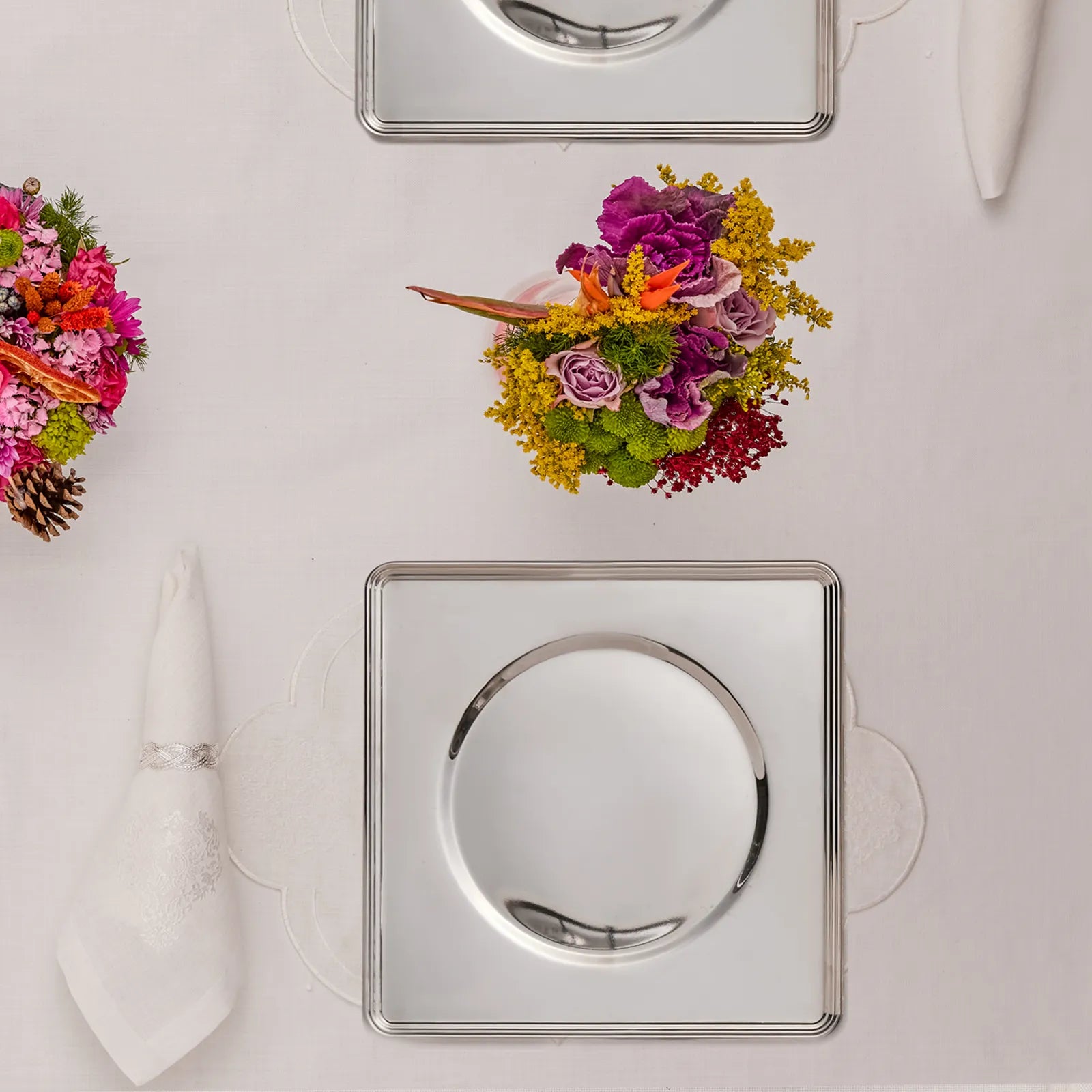 Karaca Home Glamor Metal Supla Silver Set Of 6 300.21.02.0609 -  Plates - ebarza Furniture UAE | Shop Modern Furniture in Abu Dhabi & Dubai - مفروشات ايبازرا في الامارات | تسوق اثاث عصري وديكورات مميزة في دبي وابوظبي