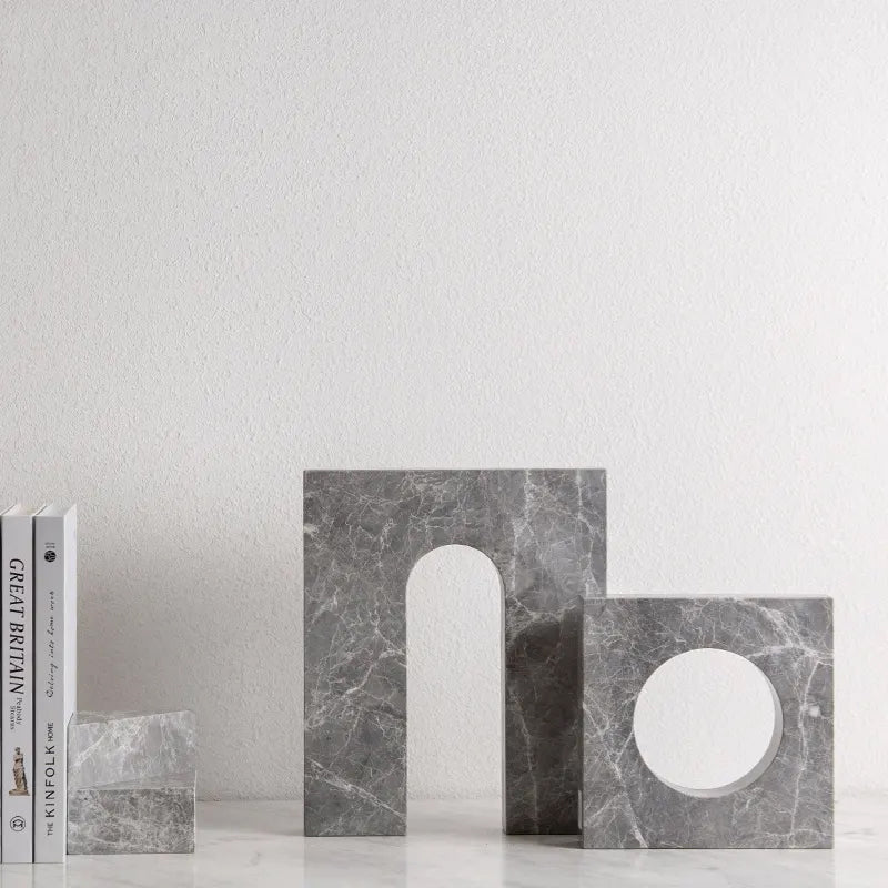 Grey Squre & Round Shape Vase-B Fb-T2027B -  Home Decor Figurines - ebarza Furniture UAE | Shop Modern Furniture in Abu Dhabi & Dubai - مفروشات ايبازرا في الامارات | تسوق اثاث عصري وديكورات مميزة في دبي وابوظبي