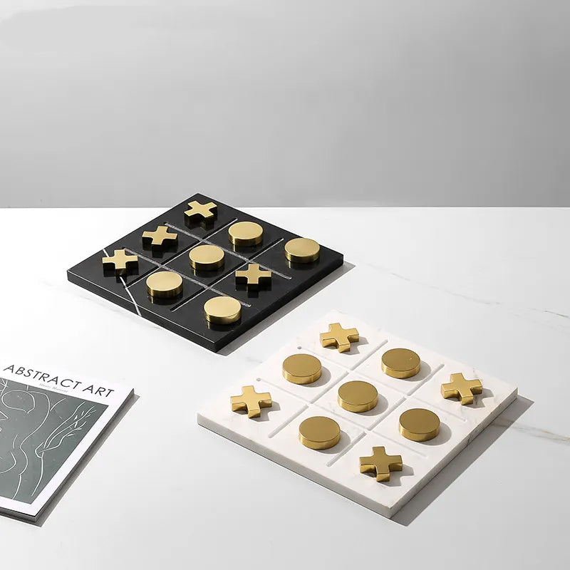 Black Marble Board Game With Gold Stainless Steel Pieces Fc-W2108A -  Home Decor Figurines - ebarza Furniture UAE | Shop Modern Furniture in Abu Dhabi & Dubai - مفروشات ايبازرا في الامارات | تسوق اثاث عصري وديكورات مميزة في دبي وابوظبي