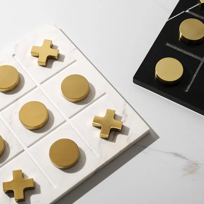 Black Marble Board Game With Gold Stainless Steel Pieces Fc-W2108A -  Home Decor Figurines - ebarza Furniture UAE | Shop Modern Furniture in Abu Dhabi & Dubai - مفروشات ايبازرا في الامارات | تسوق اثاث عصري وديكورات مميزة في دبي وابوظبي