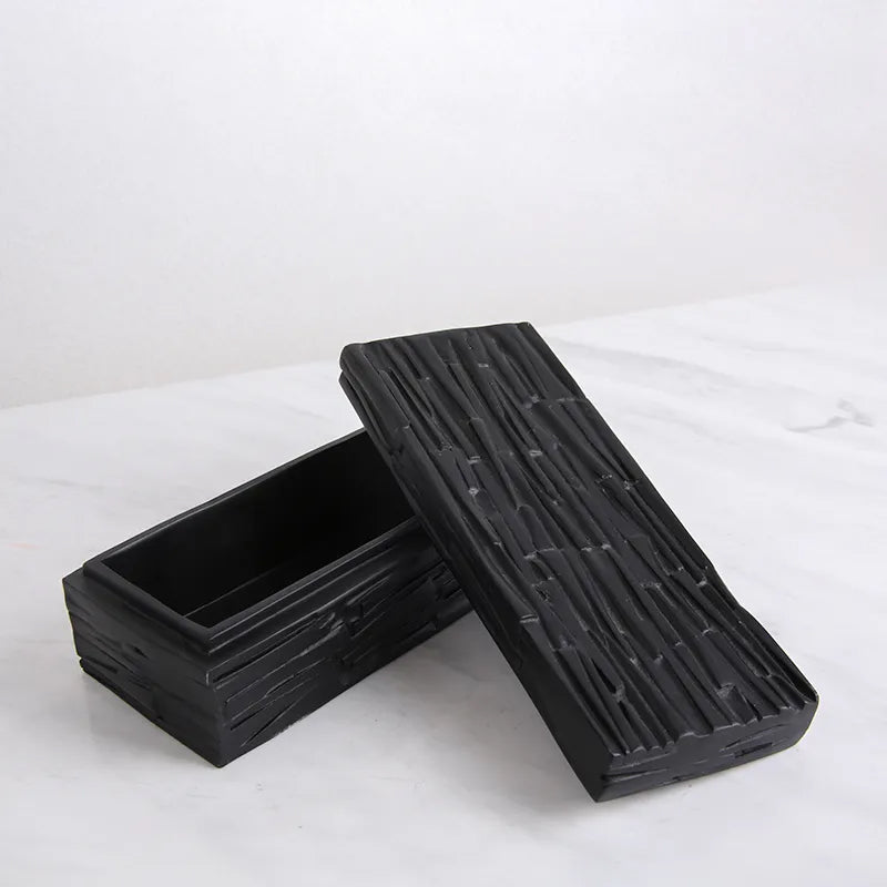 Black Resin Decorative Box-A Fc-Sz2023A -  Decorative Boxes - ebarza Furniture UAE | Shop Modern Furniture in Abu Dhabi & Dubai - مفروشات ايبازرا في الامارات | تسوق اثاث عصري وديكورات مميزة في دبي وابوظبي