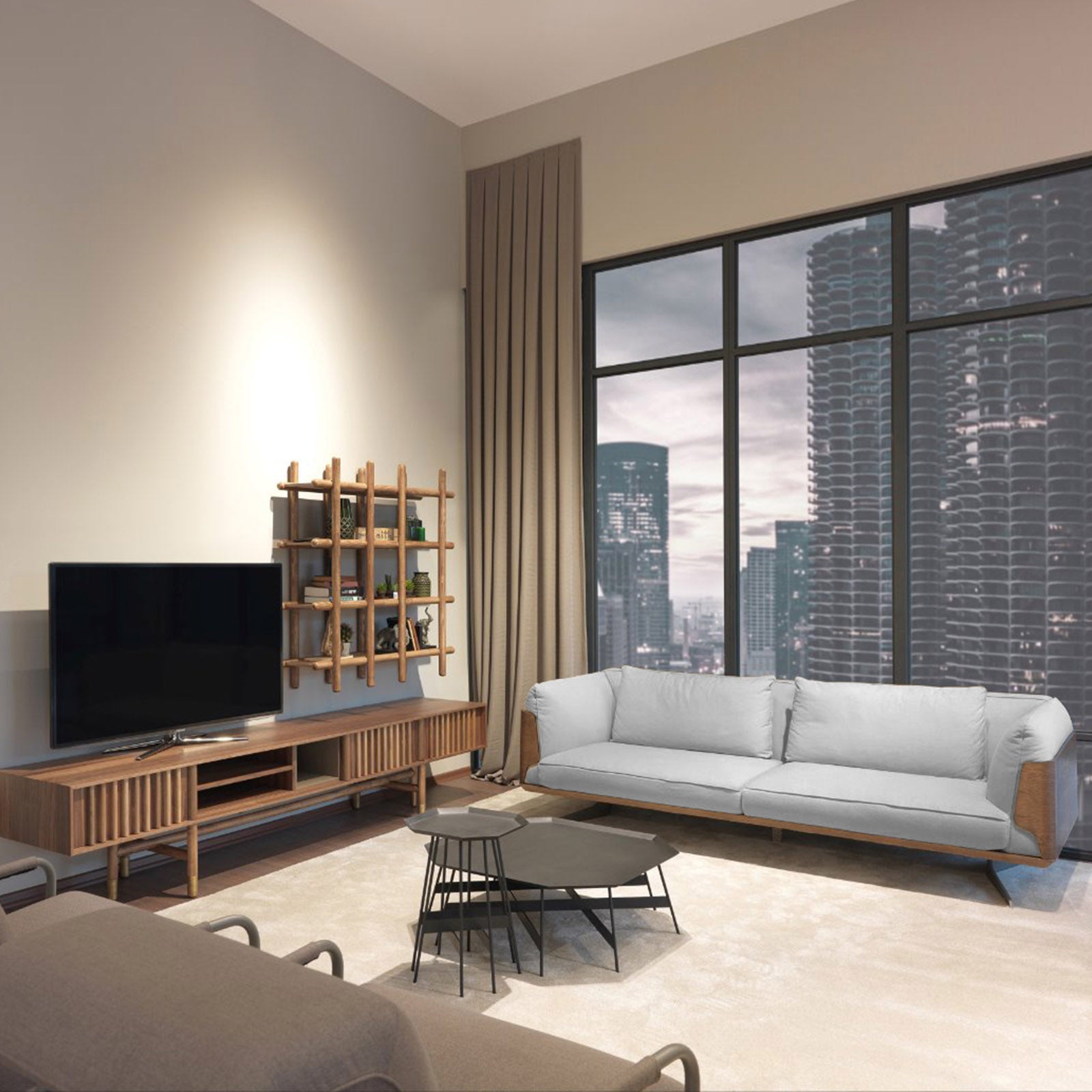 Brooklyn Sofa Bro016Ow-Gr -  Sofas - ebarza Furniture UAE | Shop Modern Furniture in Abu Dhabi & Dubai - مفروشات ايبازرا في الامارات | تسوق اثاث عصري وديكورات مميزة في دبي وابوظبي
