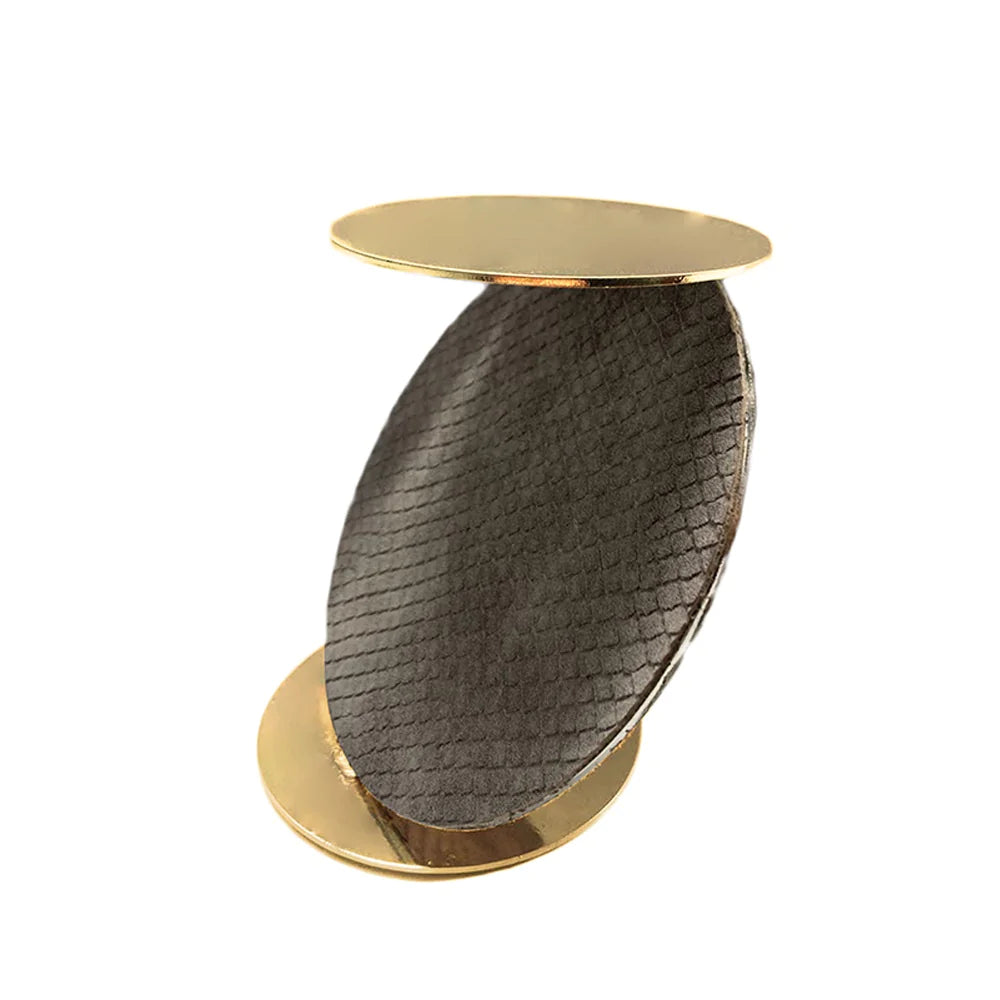 Brown & Gold Leather Candle Holder With Metal Detail - Tall Fb-W22012A -  Candle Holders - ebarza Furniture UAE | Shop Modern Furniture in Abu Dhabi & Dubai - مفروشات ايبازرا في الامارات | تسوق اثاث عصري وديكورات مميزة في دبي وابوظبي