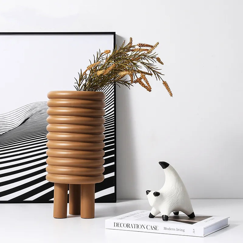 Circle Vase Grey Fc-Sz2174C -  Vases - ebarza Furniture UAE | Shop Modern Furniture in Abu Dhabi & Dubai - مفروشات ايبازرا في الامارات | تسوق اثاث عصري وديكورات مميزة في دبي وابوظبي