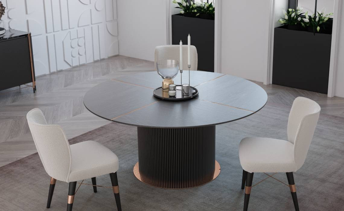 Dali Round Dining Table Dali-D160 -  Dining Tables - ebarza Furniture UAE | Shop Modern Furniture in Abu Dhabi & Dubai - مفروشات ايبازرا في الامارات | تسوق اثاث عصري وديكورات مميزة في دبي وابوظبي