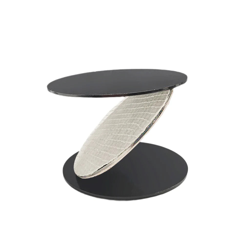 Ivory & Black Leather Candle Holder With Metal Detail - Short Fb-W22013B -  Candle Holders - ebarza Furniture UAE | Shop Modern Furniture in Abu Dhabi & Dubai - مفروشات ايبازرا في الامارات | تسوق اثاث عصري وديكورات مميزة في دبي وابوظبي