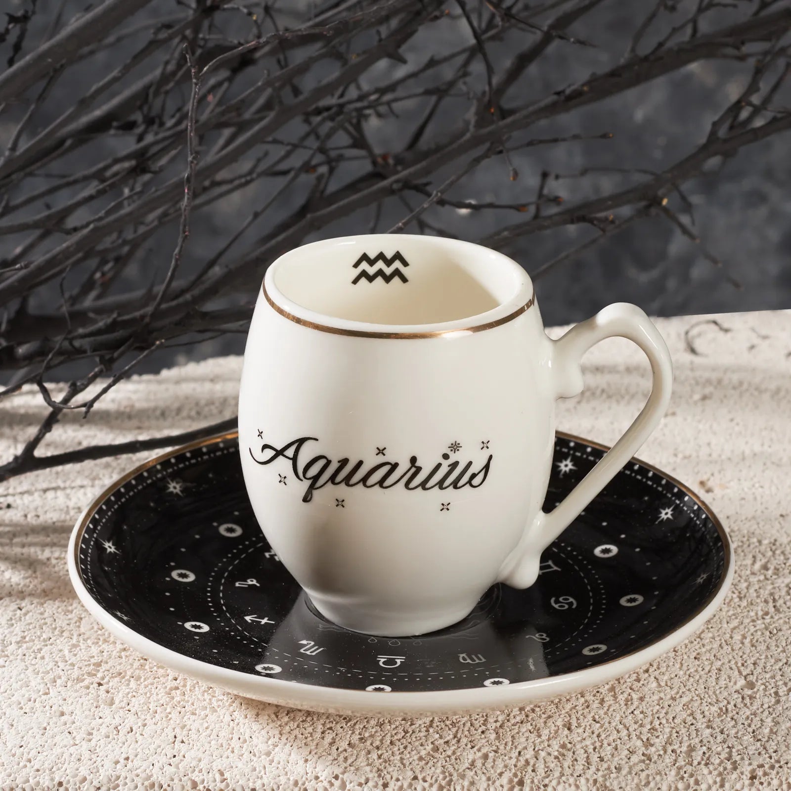Karaca Aquarius Sign Coffee Cup 90 Ml 153.03.06.6898 -  Coffee Sets - ebarza Furniture UAE | Shop Modern Furniture in Abu Dhabi & Dubai - مفروشات ايبازرا في الامارات | تسوق اثاث عصري وديكورات مميزة في دبي وابوظبي