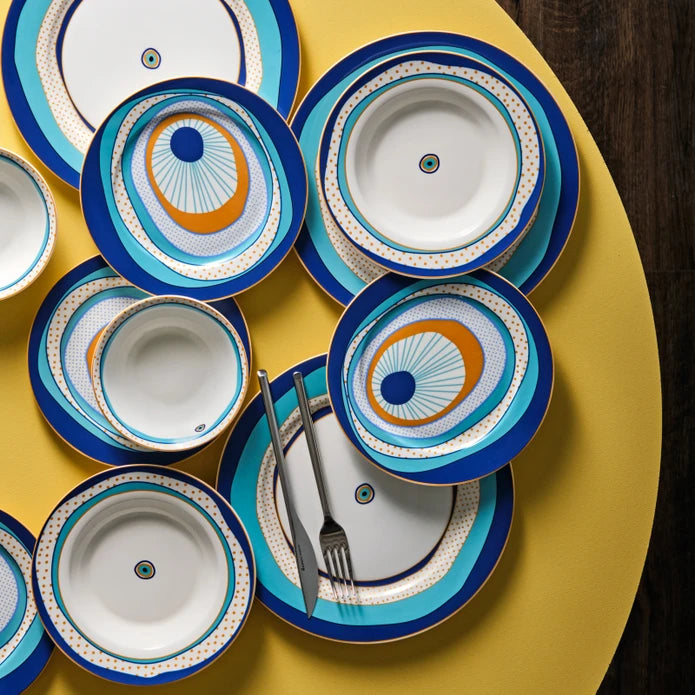 Karaca Eye Zone 24 Pieces 6 Person Porcelain Dinnerware 153.03.06.5960 -  Dinnerware Sets - ebarza Furniture UAE | Shop Modern Furniture in Abu Dhabi & Dubai - مفروشات ايبازرا في الامارات | تسوق اثاث عصري وديكورات مميزة في دبي وابوظبي