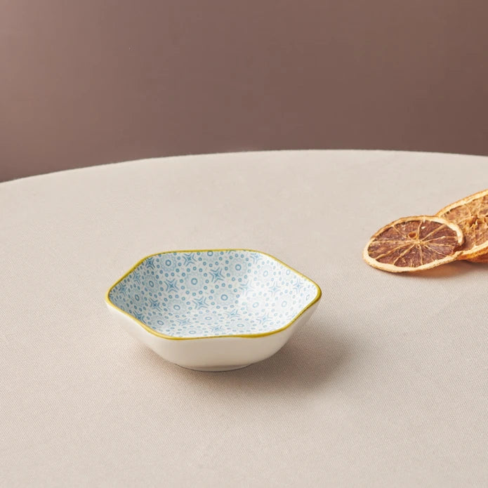 Karaca Floral Blue Hexagon Snack Plate 10 cm 153.03.08.2984 -  Bowls - ebarza Furniture UAE | Shop Modern Furniture in Abu Dhabi & Dubai - مفروشات ايبازرا في الامارات | تسوق اثاث عصري وديكورات مميزة في دبي وابوظبي