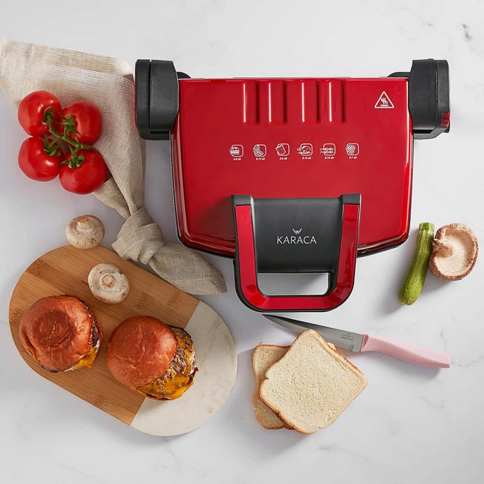 Karaca Future Granite Red Grill And Toaster 1800W 153.06.11.0409 -  Kitchen Appliances - ebarza Furniture UAE | Shop Modern Furniture in Abu Dhabi & Dubai - مفروشات ايبازرا في الامارات | تسوق اثاث عصري وديكورات مميزة في دبي وابوظبي