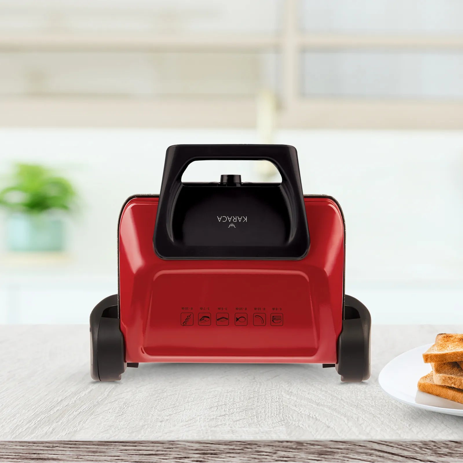 Karaca Future Plus Bio Diamond Antibacterial Red Grill And Toaster 153.03.06.6205 -  Kitchen Appliances - ebarza Furniture UAE | Shop Modern Furniture in Abu Dhabi & Dubai - مفروشات ايبازرا في الامارات | تسوق اثاث عصري وديكورات مميزة في دبي وابوظبي