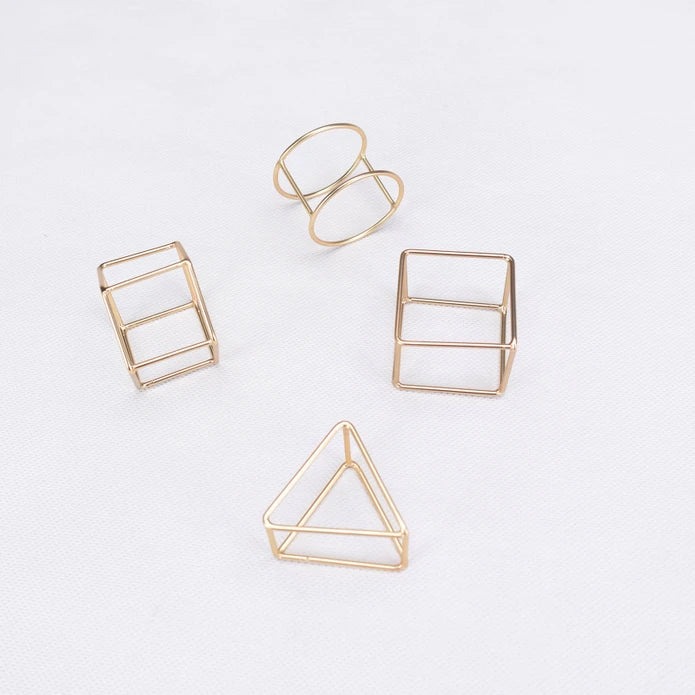Karaca Home 3D Geometry 4-Piece Napkin Ring 300.22.02.0485 -  Napkin Rings - ebarza Furniture UAE | Shop Modern Furniture in Abu Dhabi & Dubai - مفروشات ايبازرا في الامارات | تسوق اثاث عصري وديكورات مميزة في دبي وابوظبي