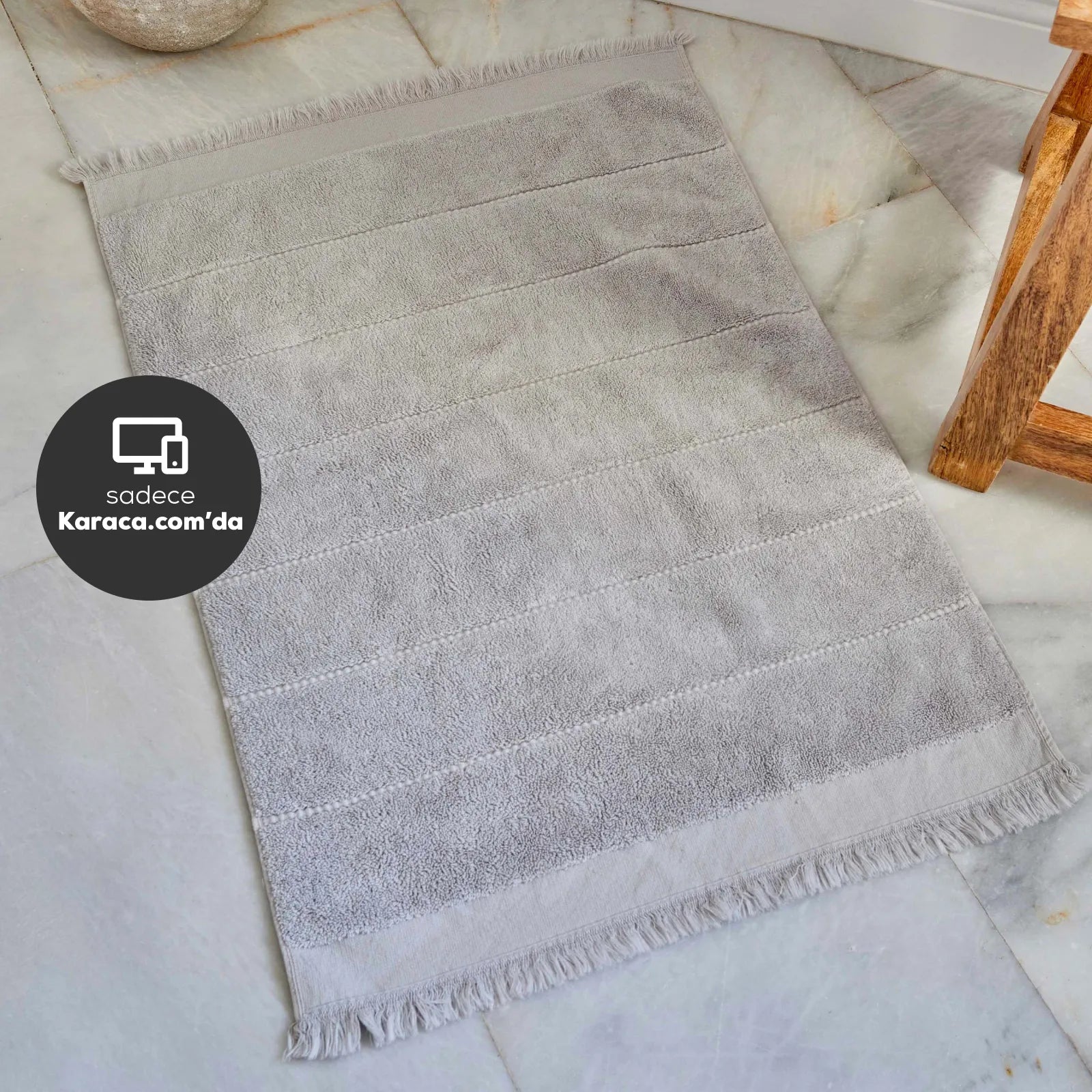 Karaca Home 4 Element GRI  Stone 100% Cotton Bath Mat 50x70 cm 200.18.01.0939 -  Bath Mats - ebarza Furniture UAE | Shop Modern Furniture in Abu Dhabi & Dubai - مفروشات ايبازرا في الامارات | تسوق اثاث عصري وديكورات مميزة في دبي وابوظبي