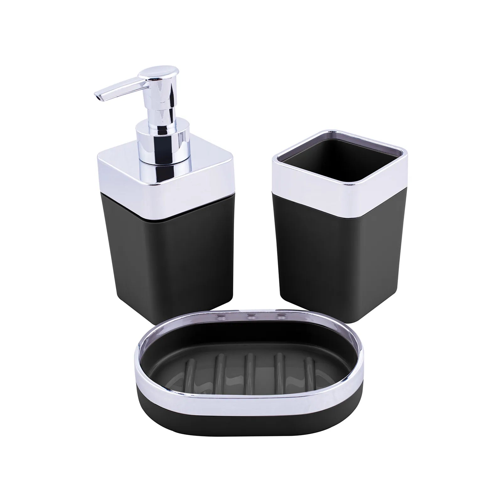 Karaca Home Bathroom Set 3 Pieces Black 300.21.02.0724 -  Bathroom Accessories - ebarza Furniture UAE | Shop Modern Furniture in Abu Dhabi & Dubai - مفروشات ايبازرا في الامارات | تسوق اثاث عصري وديكورات مميزة في دبي وابوظبي