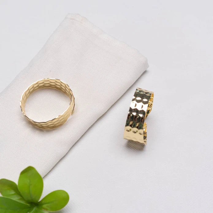 Karaca Home Hammered Gold 2 Piece Napkin Ring 300.22.02.0467 -  Napkin Rings - ebarza Furniture UAE | Shop Modern Furniture in Abu Dhabi & Dubai - مفروشات ايبازرا في الامارات | تسوق اثاث عصري وديكورات مميزة في دبي وابوظبي