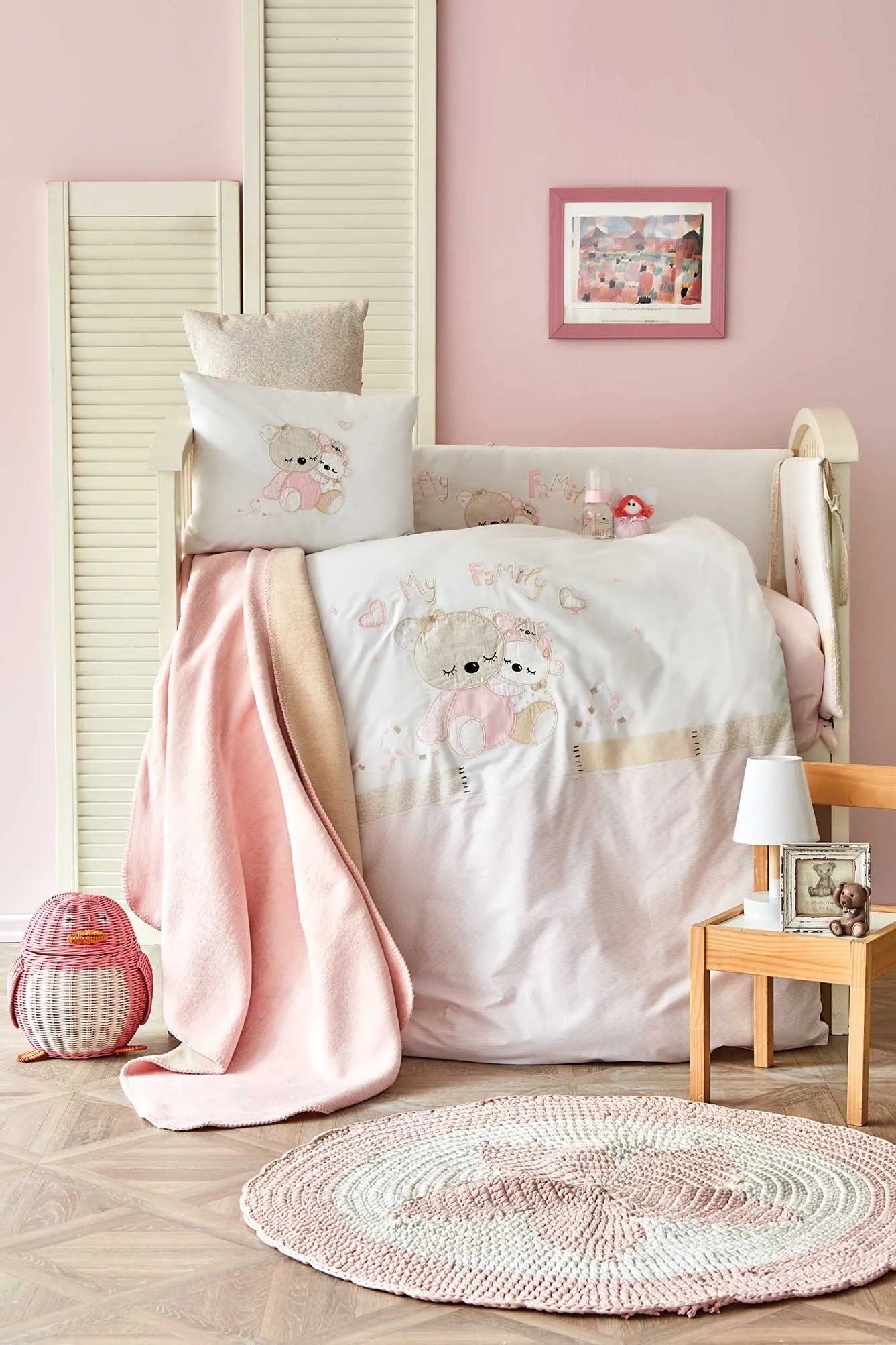 Karaca Home Luna Applique Embroidery 13 Piece Baby Set 200.16.01.0253 -  Bedding - ebarza Furniture UAE | Shop Modern Furniture in Abu Dhabi & Dubai - مفروشات ايبازرا في الامارات | تسوق اثاث عصري وديكورات مميزة في دبي وابوظبي