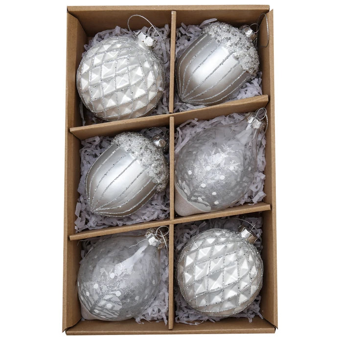 Karaca Home Snowy Christmas Tree Ornament Set Of 6 300.21.02.0307 -  Home Decor Figurines - ebarza Furniture UAE | Shop Modern Furniture in Abu Dhabi & Dubai - مفروشات ايبازرا في الامارات | تسوق اثاث عصري وديكورات مميزة في دبي وابوظبي