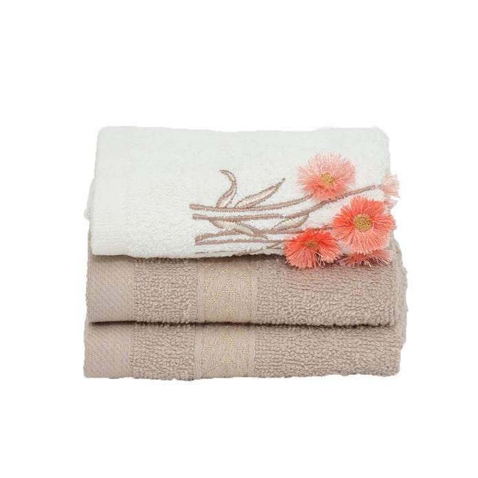 Karaca Home Sunflower 100% Cotton 3 Piece Towel Set 30x50 cm 200.21.01.0806 -  Towels - ebarza Furniture UAE | Shop Modern Furniture in Abu Dhabi & Dubai - مفروشات ايبازرا في الامارات | تسوق اثاث عصري وديكورات مميزة في دبي وابوظبي