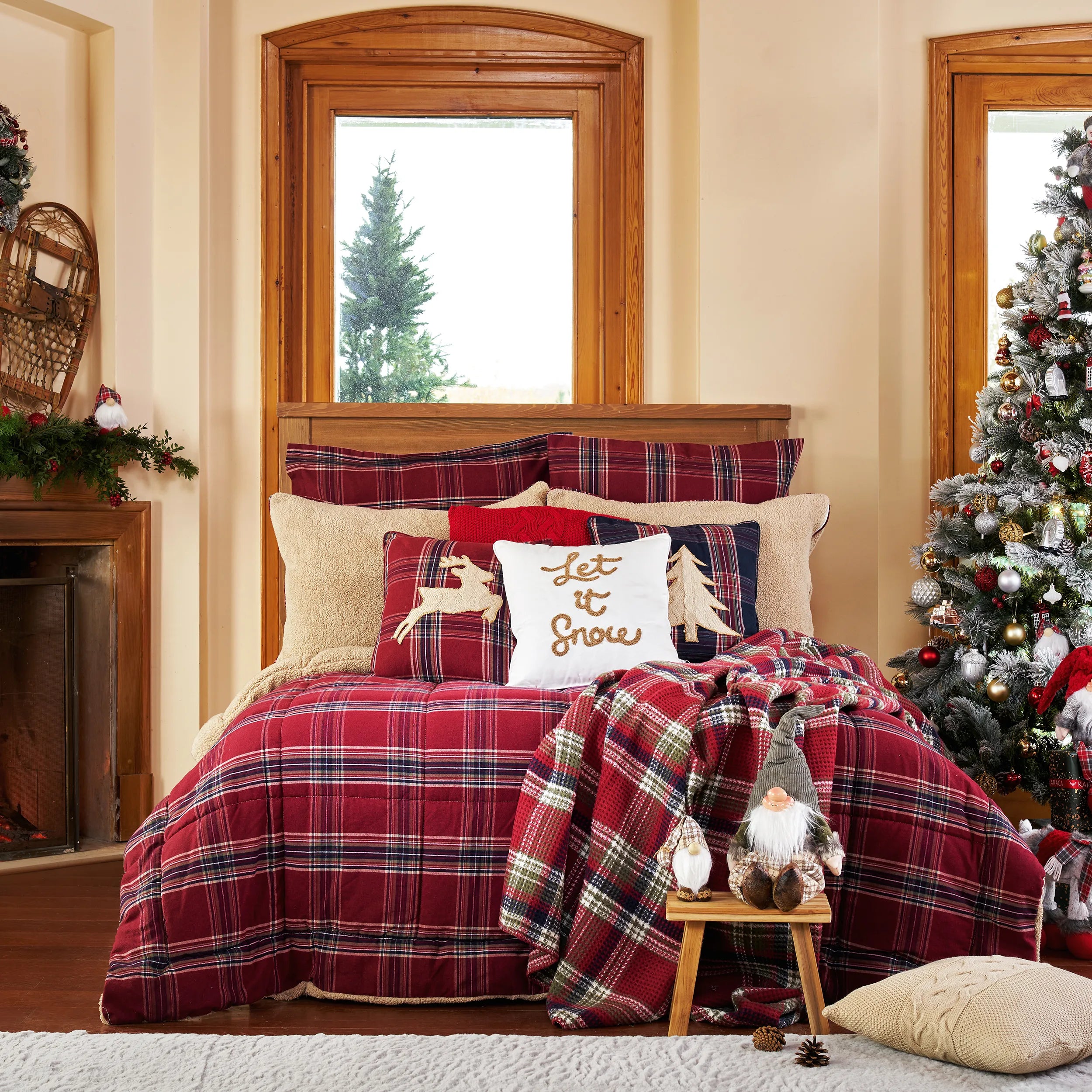 Karaca Home Woodland Red Double Cozy Comfort Set 200.19.01.1001 -  Bedding - ebarza Furniture UAE | Shop Modern Furniture in Abu Dhabi & Dubai - مفروشات ايبازرا في الامارات | تسوق اثاث عصري وديكورات مميزة في دبي وابوظبي