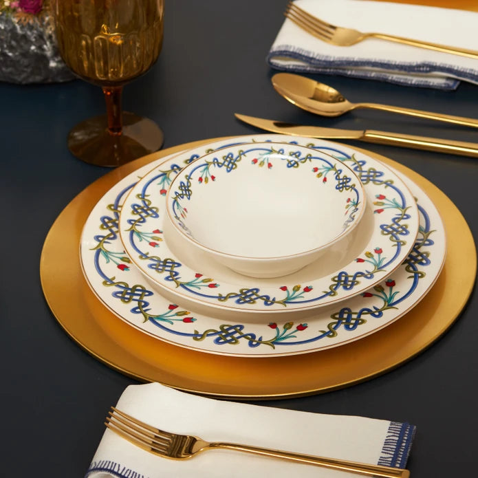 Karaca Knot Gold 56 Pieces Dinnerware Set For 12 Persons 153.03.08.1405 -  Dinnerware Sets - ebarza Furniture UAE | Shop Modern Furniture in Abu Dhabi & Dubai - مفروشات ايبازرا في الامارات | تسوق اثاث عصري وديكورات مميزة في دبي وابوظبي
