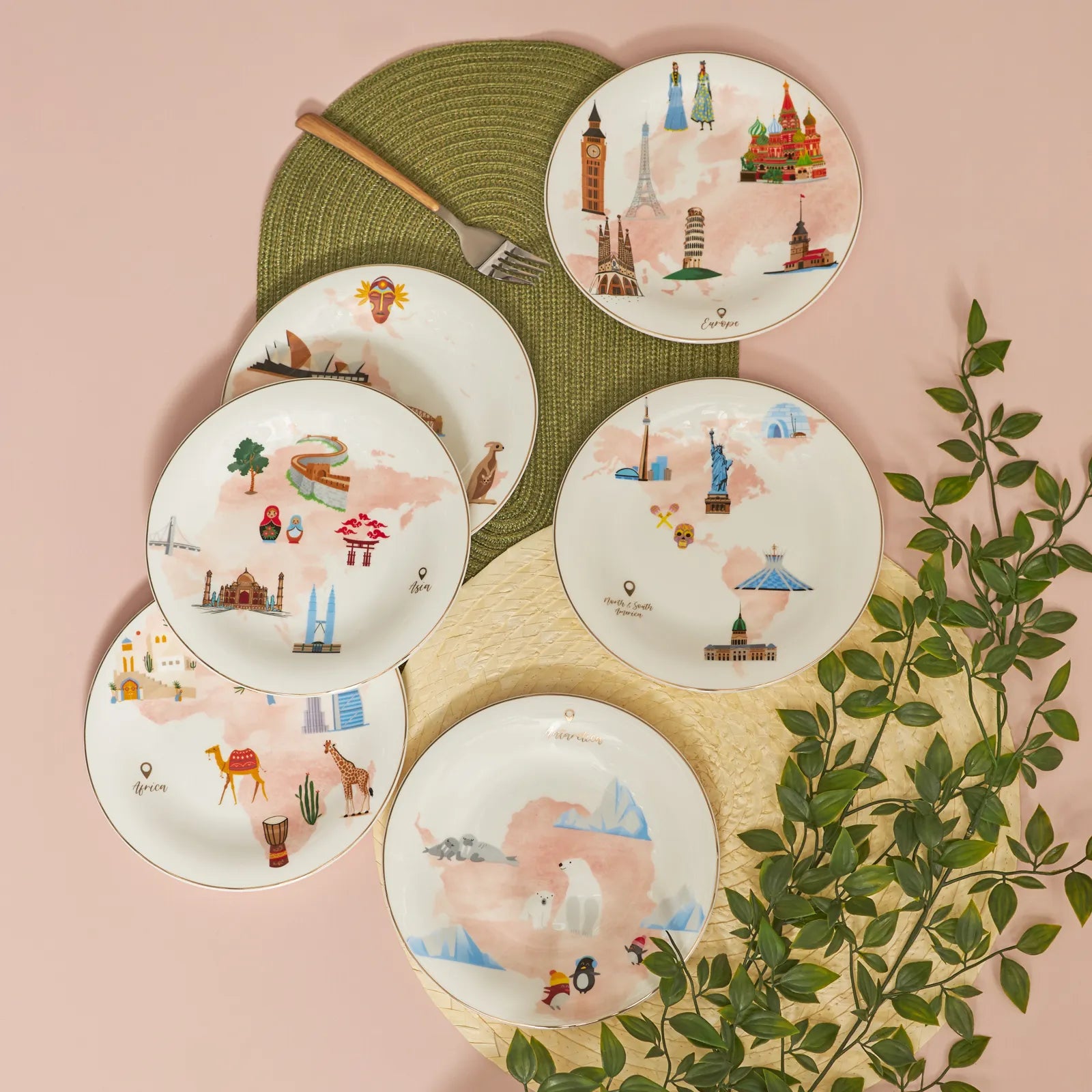 Karaca Map Fine Pearl 6 Piece Cake Set 153.03.06.6315 -  Cake Sets - ebarza Furniture UAE | Shop Modern Furniture in Abu Dhabi & Dubai - مفروشات ايبازرا في الامارات | تسوق اثاث عصري وديكورات مميزة في دبي وابوظبي