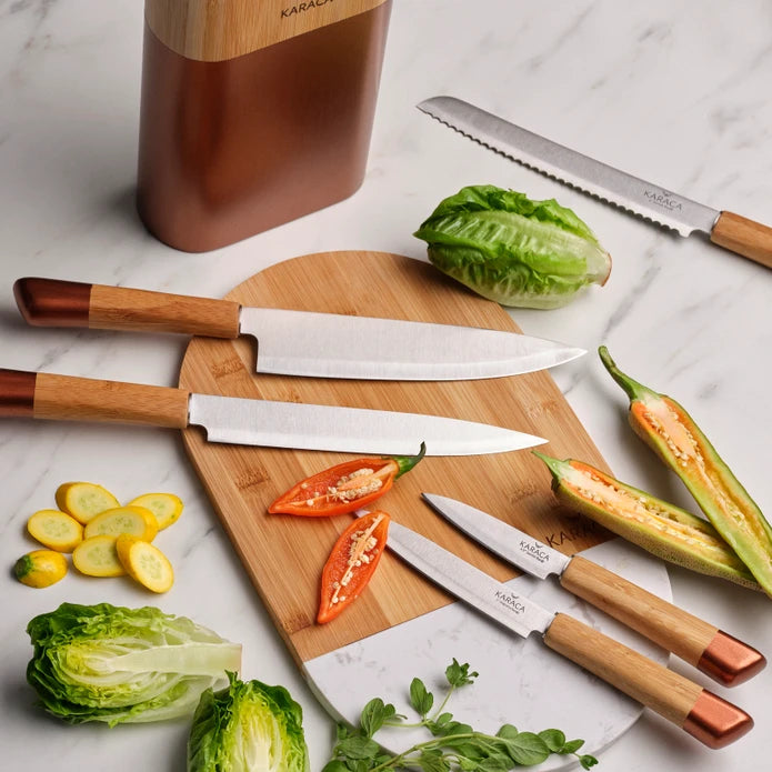 Karaca Maple Rosegold 6 Piece Knife Set 153.03.06.1454 -  Kitchen Knives - ebarza Furniture UAE | Shop Modern Furniture in Abu Dhabi & Dubai - مفروشات ايبازرا في الامارات | تسوق اثاث عصري وديكورات مميزة في دبي وابوظبي