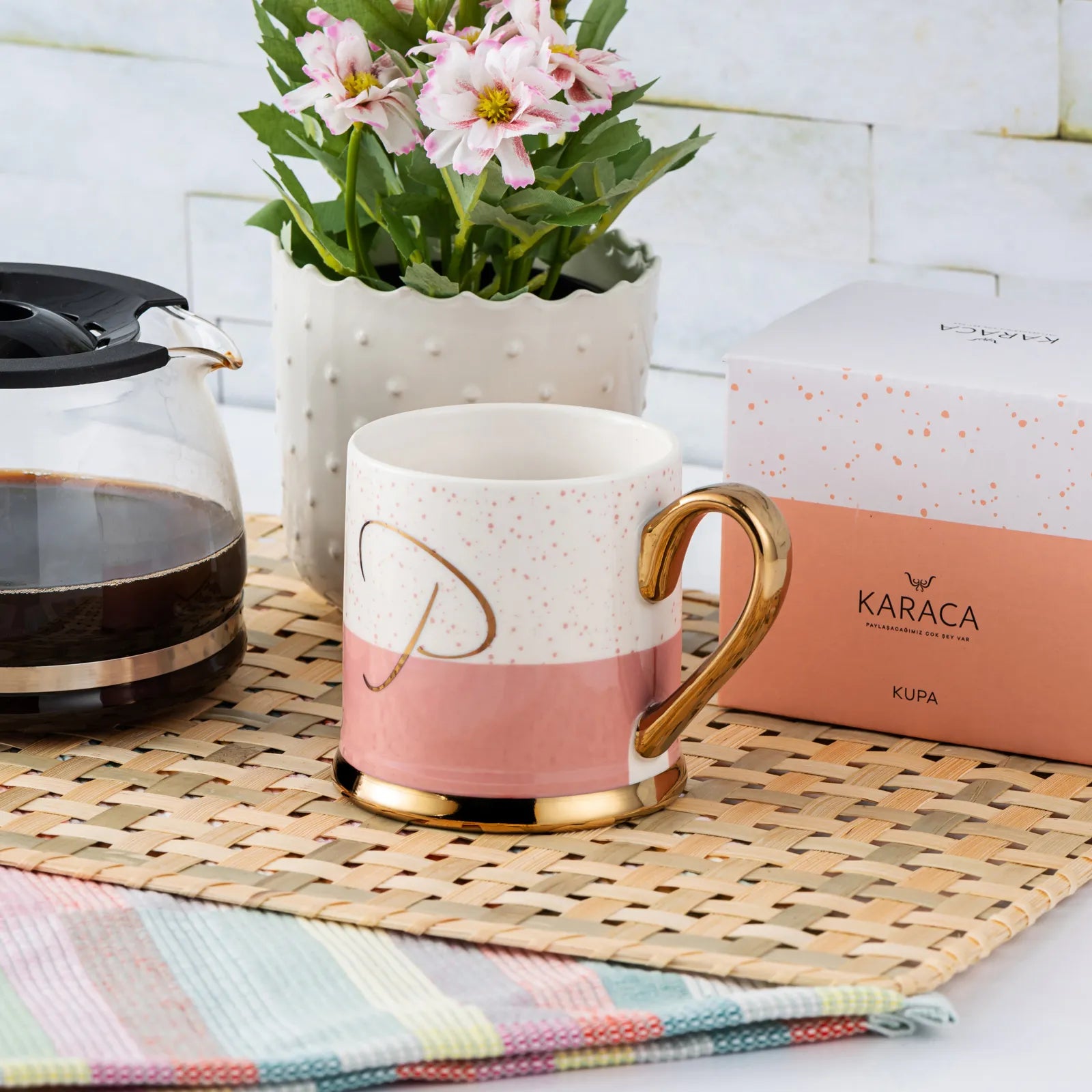 Karaca Mug With Letter P 153.03.06.1623 -  Mugs - ebarza Furniture UAE | Shop Modern Furniture in Abu Dhabi & Dubai - مفروشات ايبازرا في الامارات | تسوق اثاث عصري وديكورات مميزة في دبي وابوظبي
