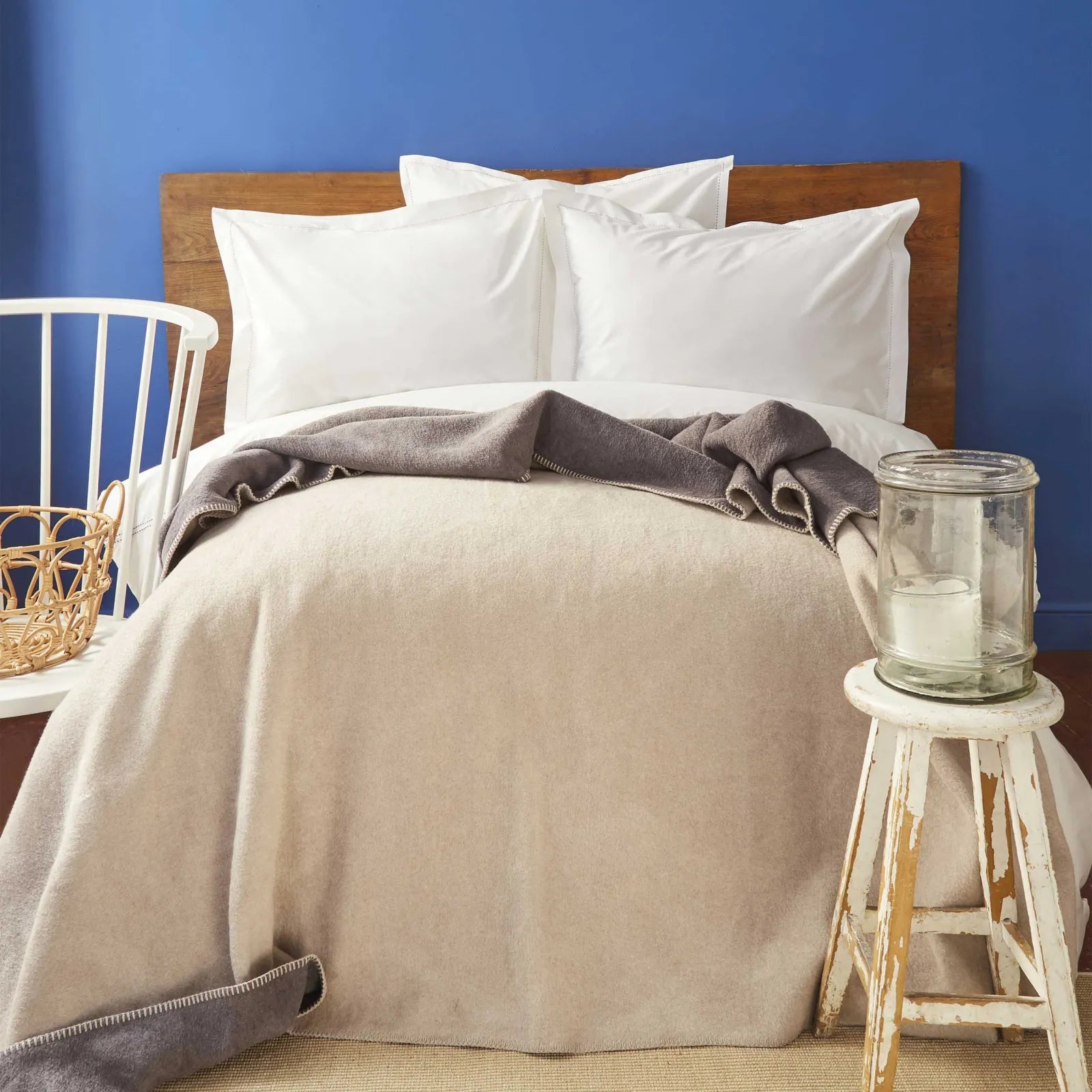 Karaca Nautica Home Jetty Anthracite Beige Double-Sided Single Cotton Blanket 180.01.01.0447 -  Blankets - ebarza Furniture UAE | Shop Modern Furniture in Abu Dhabi & Dubai - مفروشات ايبازرا في الامارات | تسوق اثاث عصري وديكورات مميزة في دبي وابوظبي