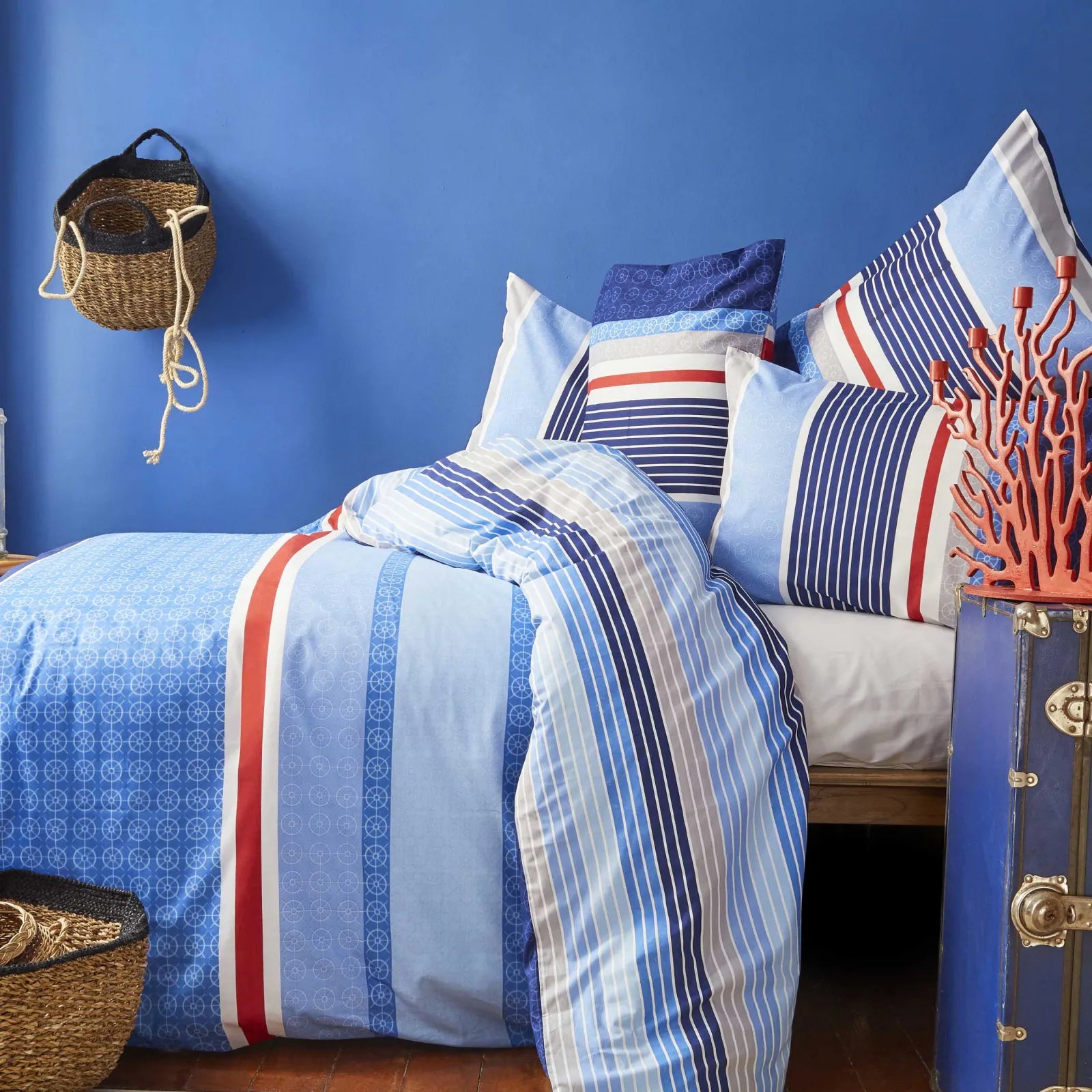 Karaca Nautica Home Spinning Wheels 100% Cotton Double Duvet Cover Set 180.01.01.0315 -  Bedding - ebarza Furniture UAE | Shop Modern Furniture in Abu Dhabi & Dubai - مفروشات ايبازرا في الامارات | تسوق اثاث عصري وديكورات مميزة في دبي وابوظبي