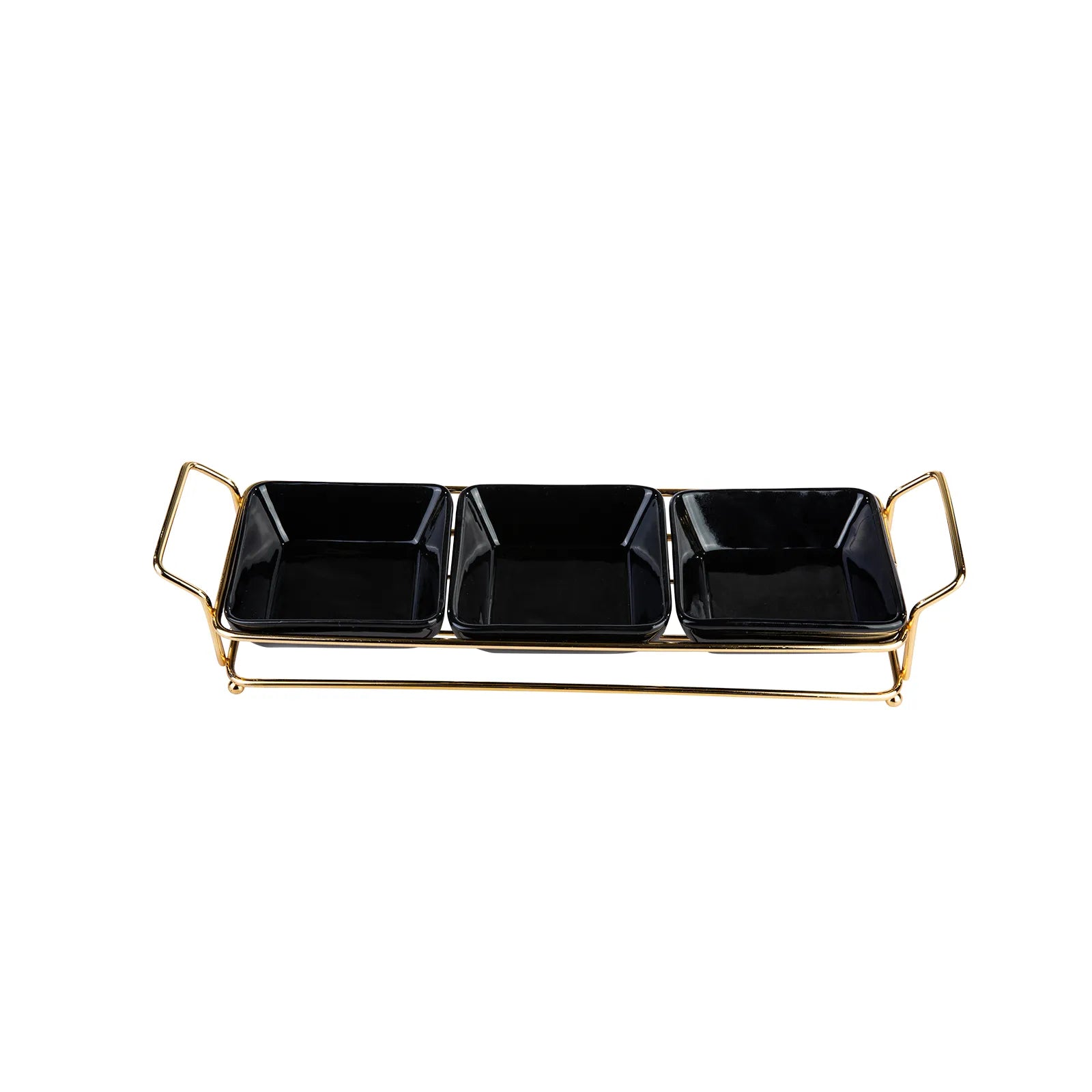 Karaca Sarah 3-Piece Gold-Black Plate Treats 153.20.01.0180 -  Trays - ebarza Furniture UAE | Shop Modern Furniture in Abu Dhabi & Dubai - مفروشات ايبازرا في الامارات | تسوق اثاث عصري وديكورات مميزة في دبي وابوظبي