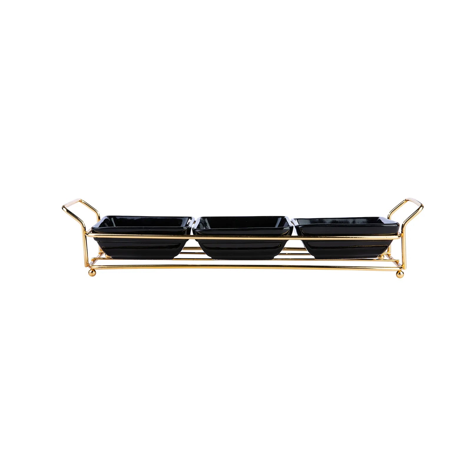 Karaca Sarah 3-Piece Gold-Black Plate Treats 153.20.01.0180 -  Trays - ebarza Furniture UAE | Shop Modern Furniture in Abu Dhabi & Dubai - مفروشات ايبازرا في الامارات | تسوق اثاث عصري وديكورات مميزة في دبي وابوظبي