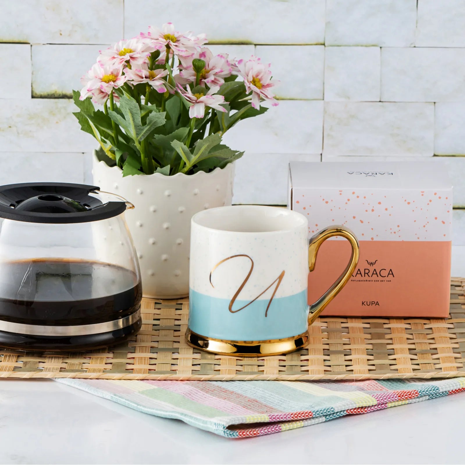 Karaca U Letter Mug 153.03.06.1627 -  Mugs - ebarza Furniture UAE | Shop Modern Furniture in Abu Dhabi & Dubai - مفروشات ايبازرا في الامارات | تسوق اثاث عصري وديكورات مميزة في دبي وابوظبي