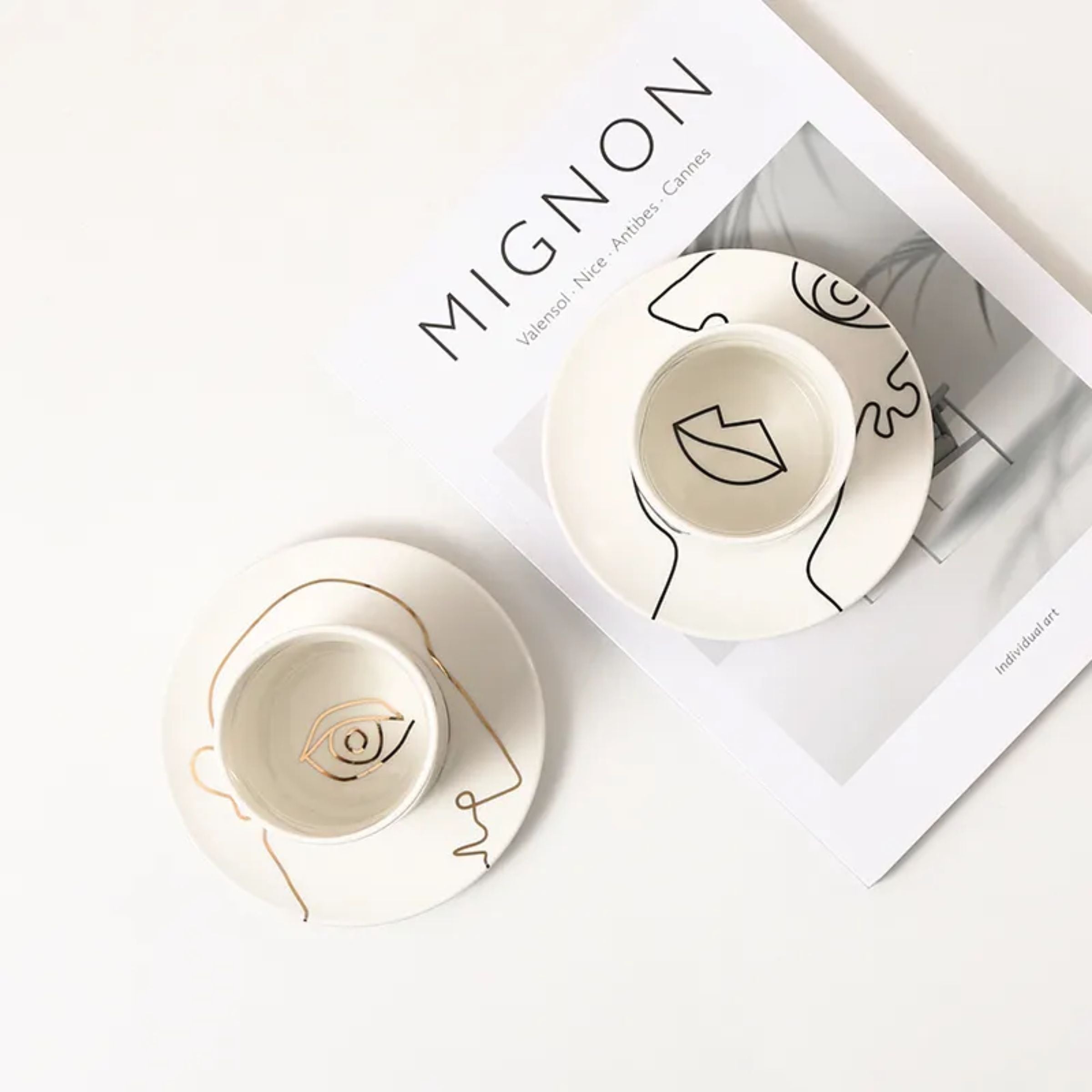 Simple Drawing Eye Cup A-Gold Fa-D22004A -  Coffee Sets - ebarza Furniture UAE | Shop Modern Furniture in Abu Dhabi & Dubai - مفروشات ايبازرا في الامارات | تسوق اثاث عصري وديكورات مميزة في دبي وابوظبي