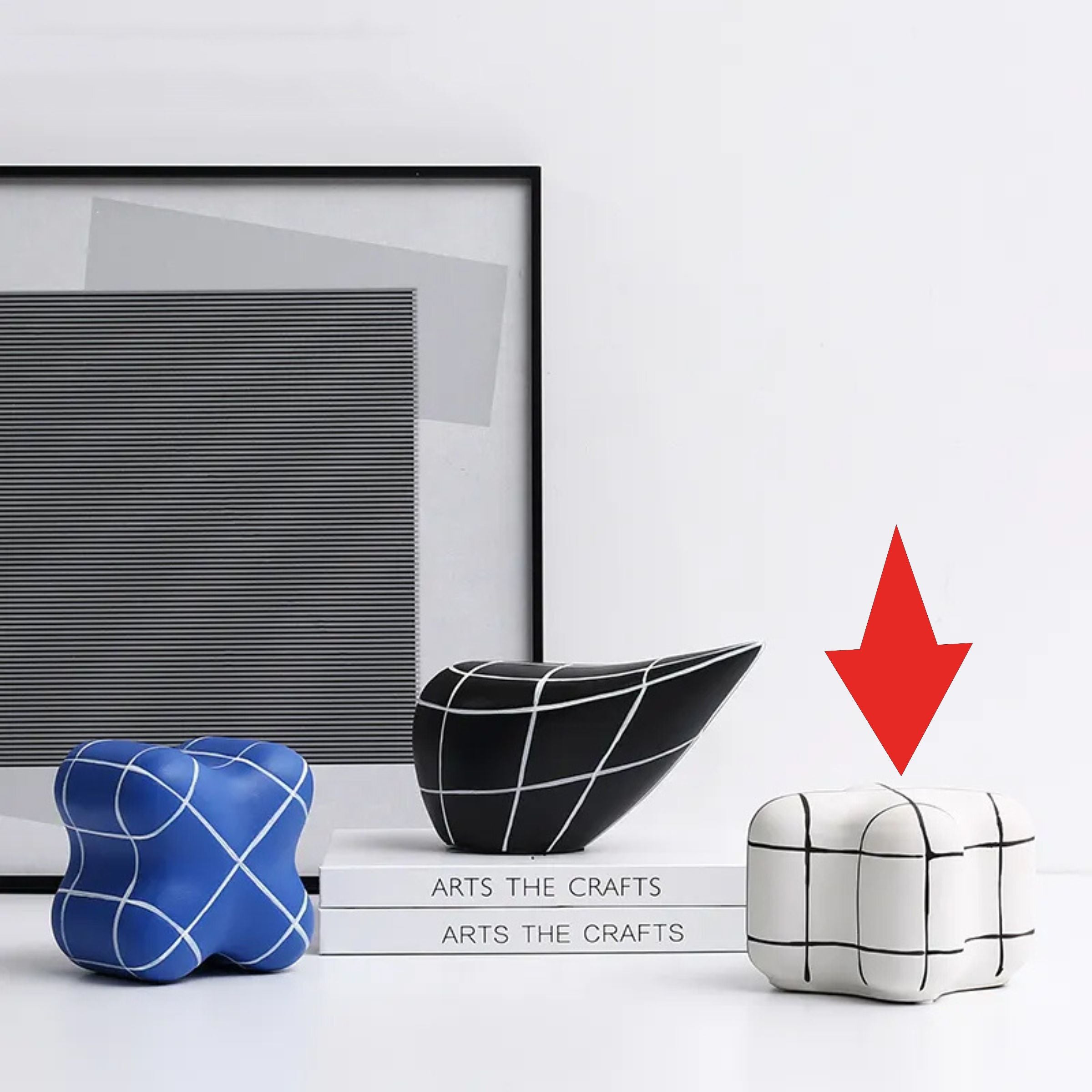 White Line Square Ornament-B Fa-D21097B -  Home Decor Figurines - ebarza Furniture UAE | Shop Modern Furniture in Abu Dhabi & Dubai - مفروشات ايبازرا في الامارات | تسوق اثاث عصري وديكورات مميزة في دبي وابوظبي