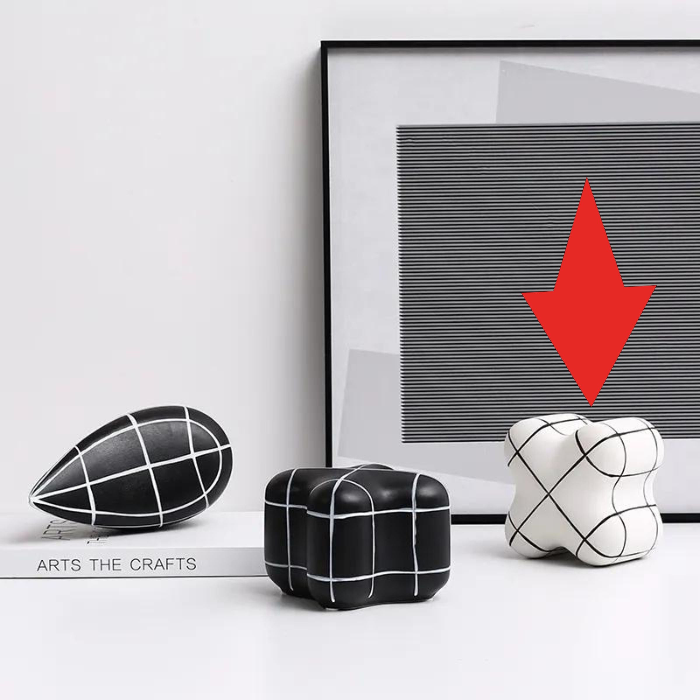 White Line Square Ornament-B Fa-D21097B -  Home Decor Figurines - ebarza Furniture UAE | Shop Modern Furniture in Abu Dhabi & Dubai - مفروشات ايبازرا في الامارات | تسوق اثاث عصري وديكورات مميزة في دبي وابوظبي