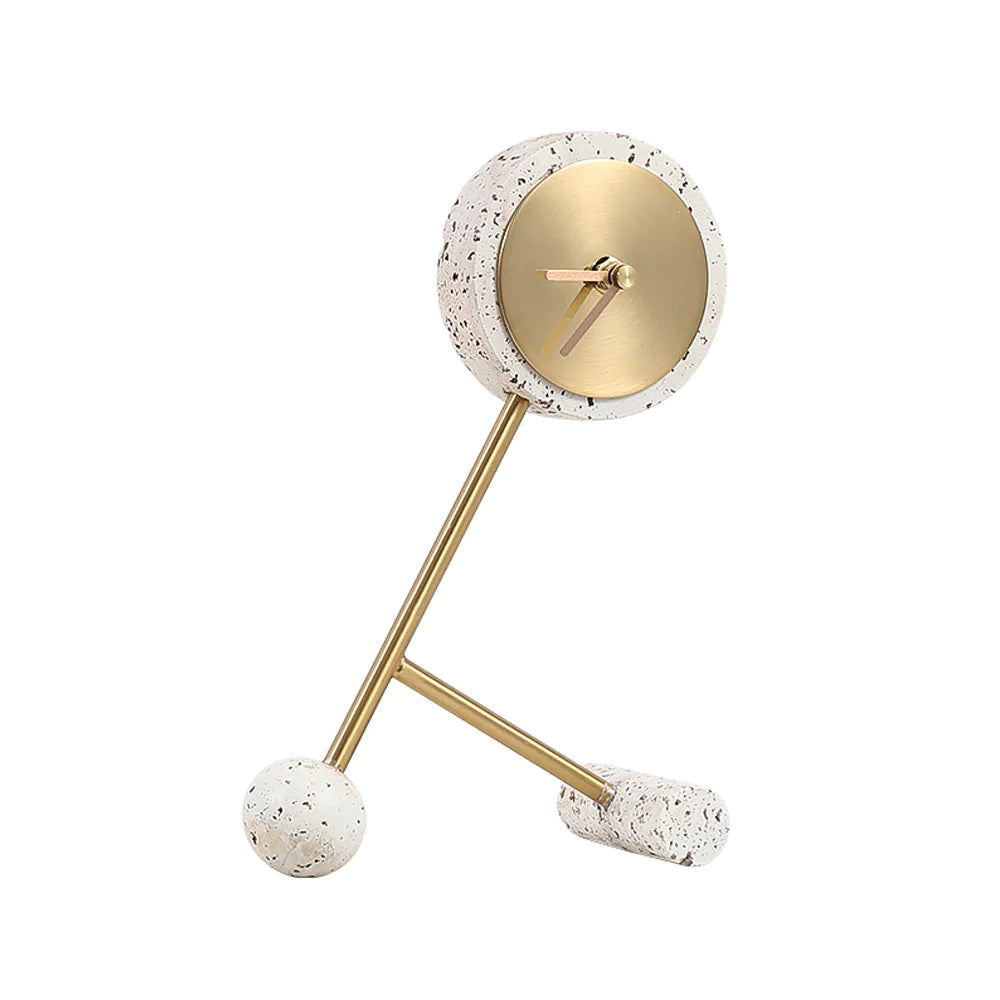 White Resin Clock With Gold Face FB-W22015A -  Clocks - ebarza Furniture UAE | Shop Modern Furniture in Abu Dhabi & Dubai - مفروشات ايبازرا في الامارات | تسوق اثاث عصري وديكورات مميزة في دبي وابوظبي
